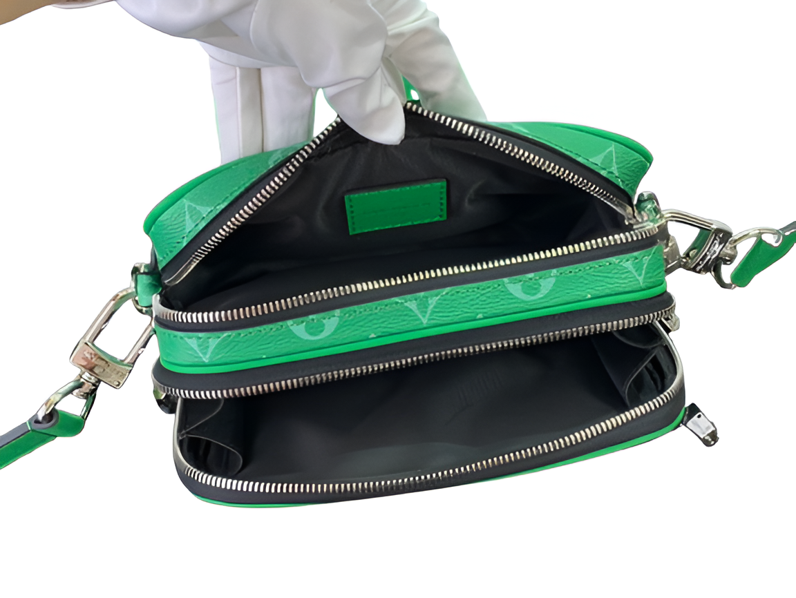 Louis Vuitton-inspired green monogram crossbody bag
