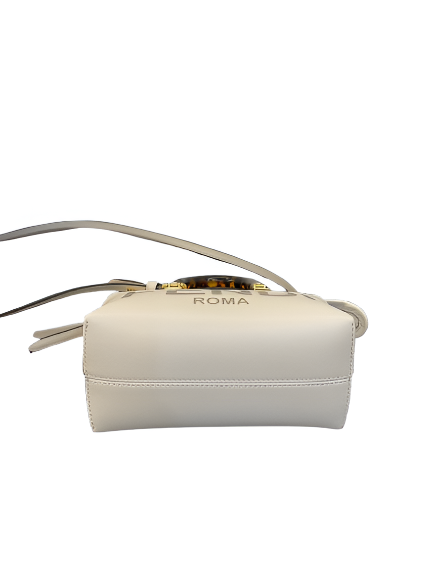 Fendi Roma White Handbag with Tortoiseshell Handle