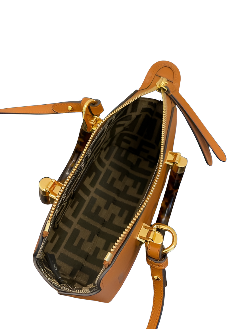 Fendi Roma Brown Handbag with Tortoiseshell Handle