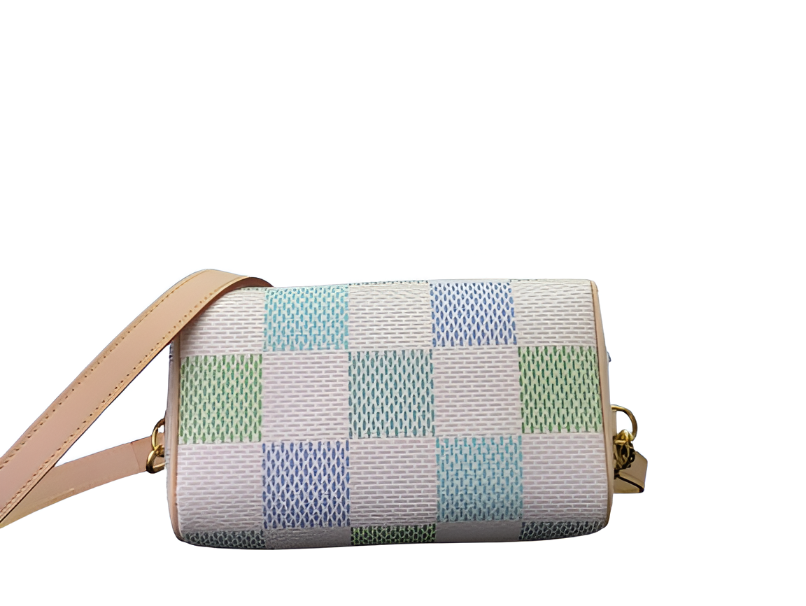 Louis Vuitton-inspired pastel checkerboard handbag