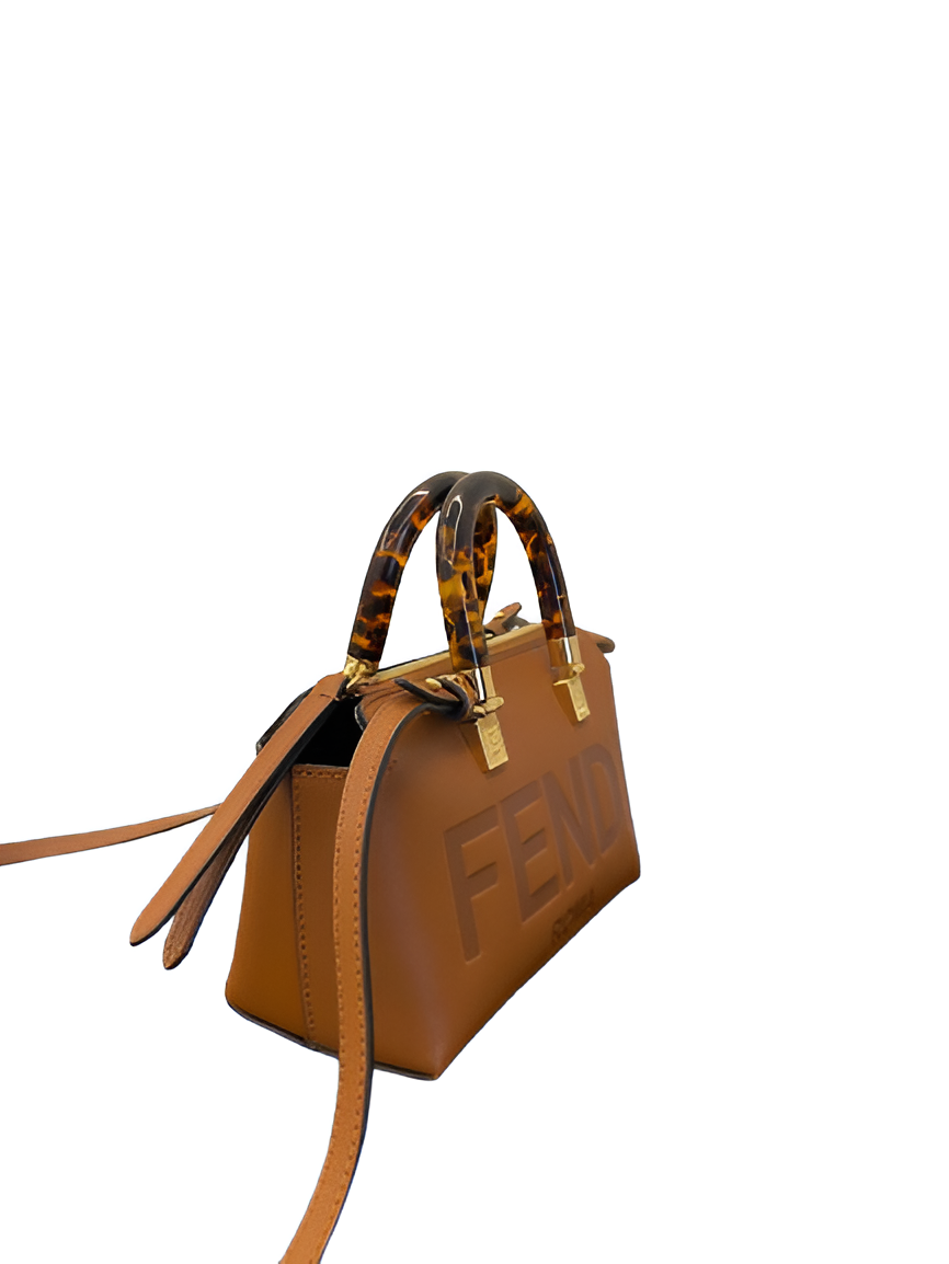 Fendi Roma Brown Handbag with Tortoiseshell Handle