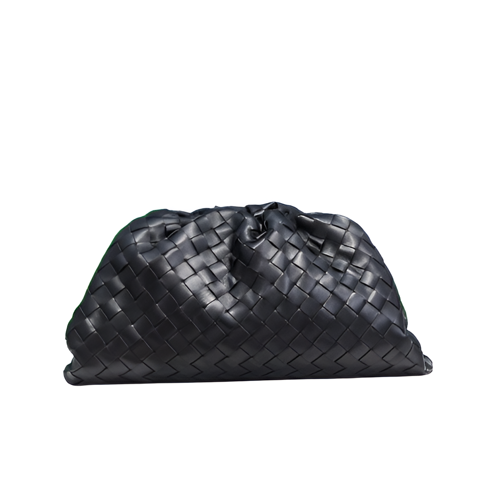 Bottega Black Woven Leather Clutch