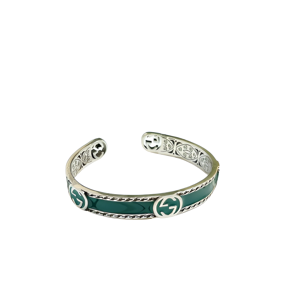 GUCCI Green Enamel Cuff Bracelet
