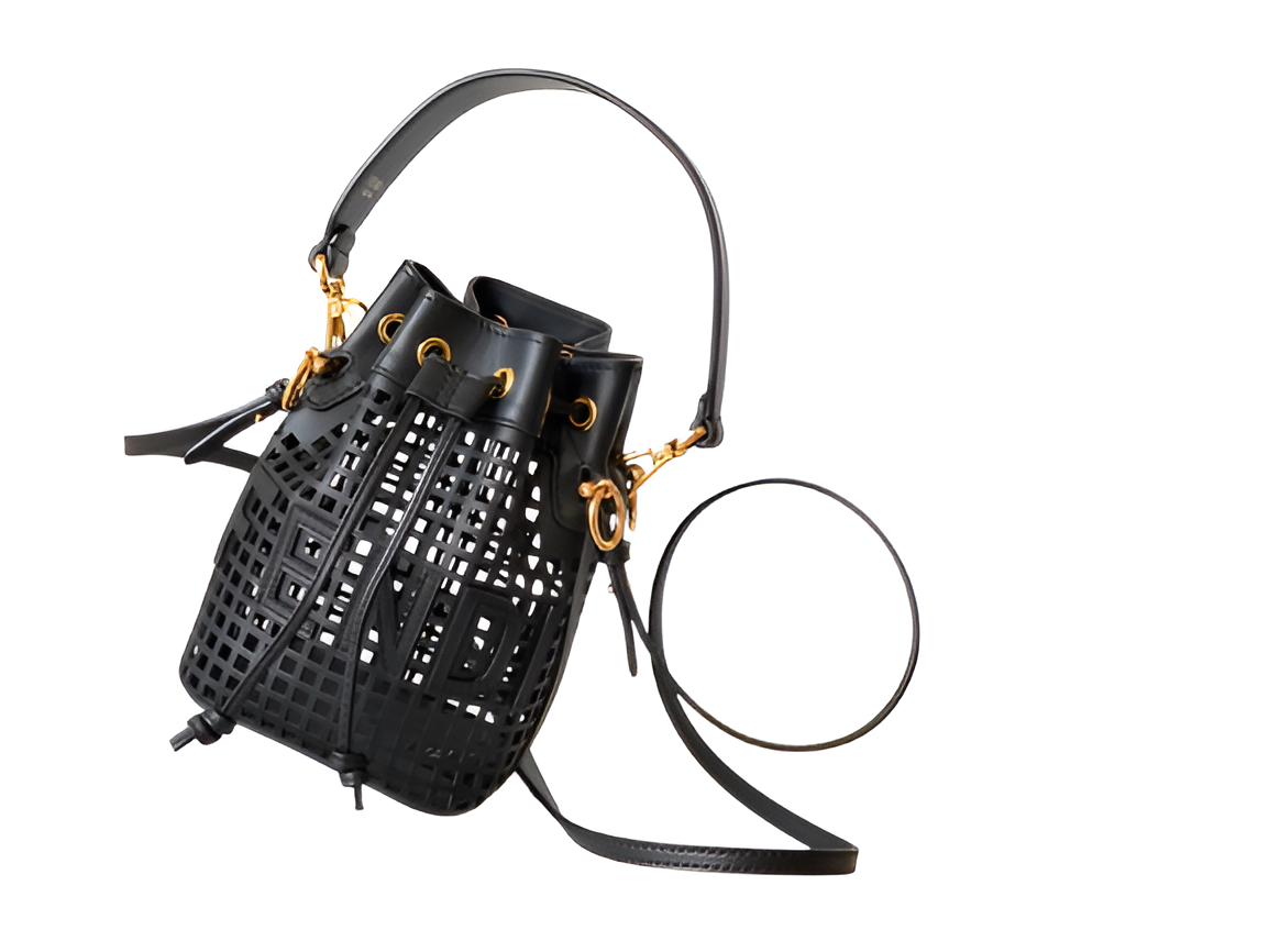 Fendi Black Perforated Leather Bucket Bag