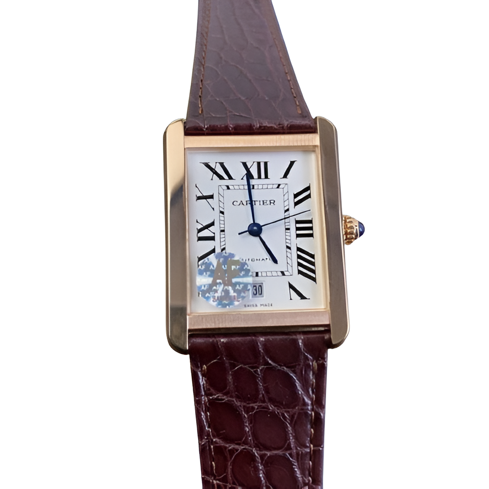 Cartier Tank Louis Cartier Gold with Brown Leather Strap