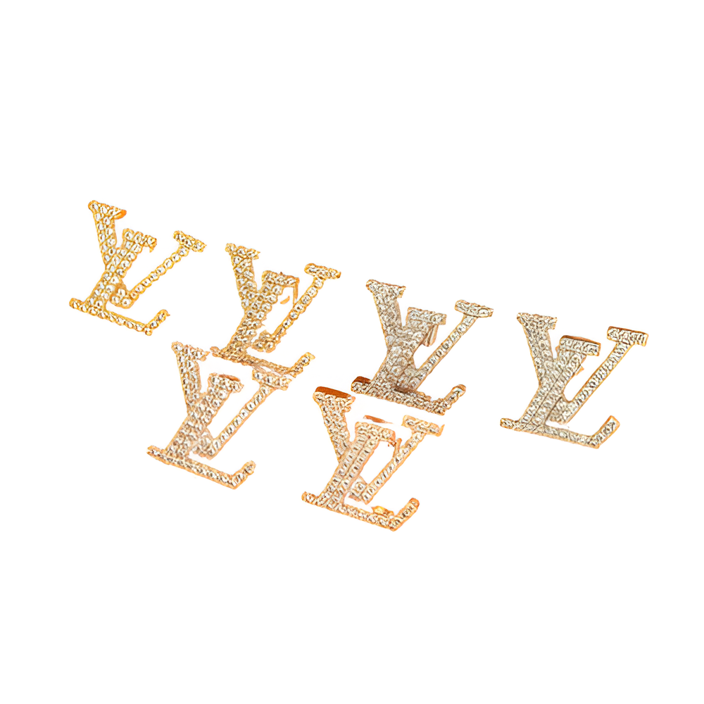 LV Crystal Monogram Stud Earrings - Gold & Silver