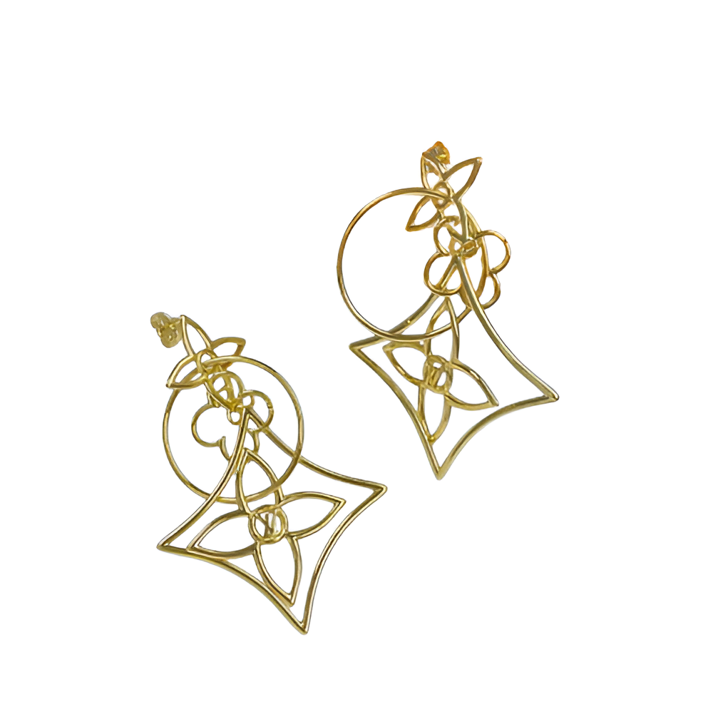 LV Geometric Flower Earrings - Gold