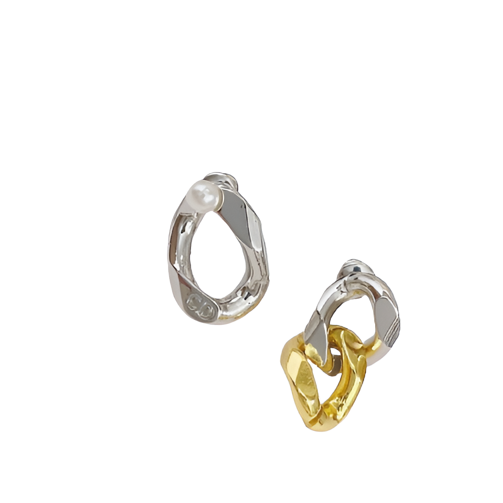 Dior Dual-Tone Pearl & Chain Earrings