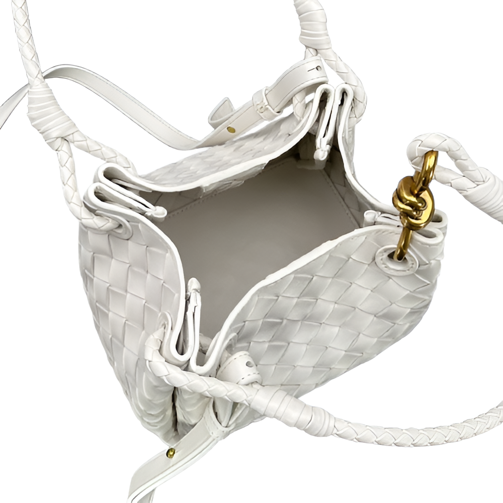 Bottega White Woven Leather Bag