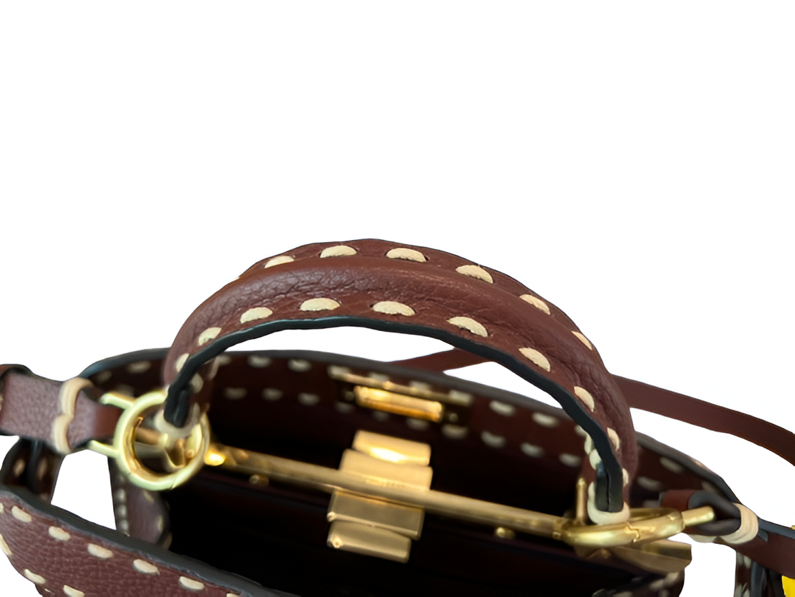 Fendi Brown Stitch-Detail Leather Handbag