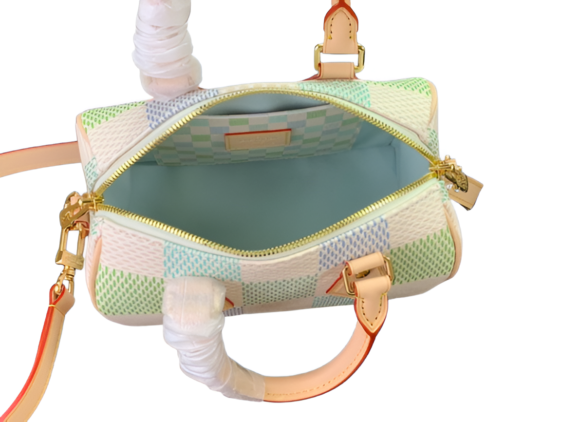 Louis Vuitton-inspired pastel checkerboard handbag
