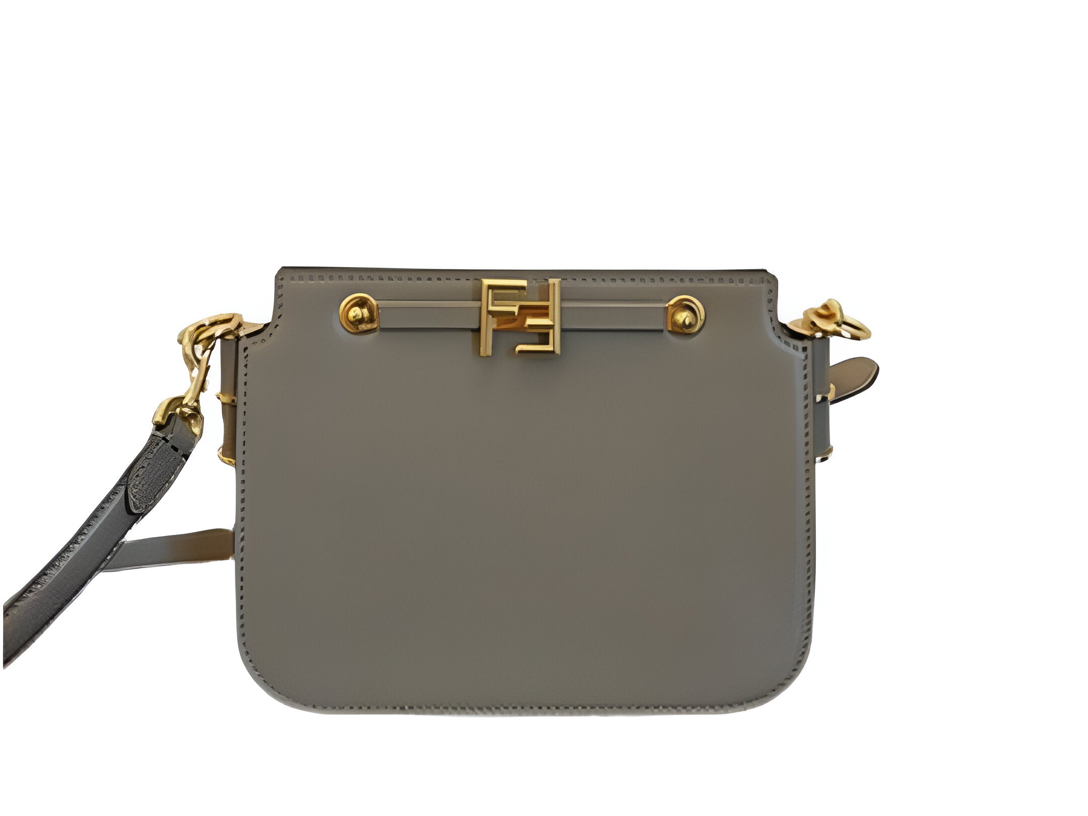 Fendi Grey Crossbody Bag with Gold Logo