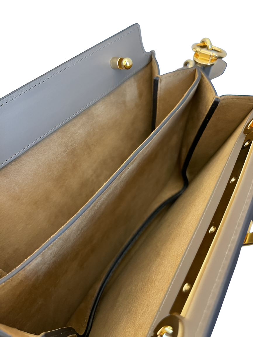 Fendi Grey Crossbody Bag with Gold Logo