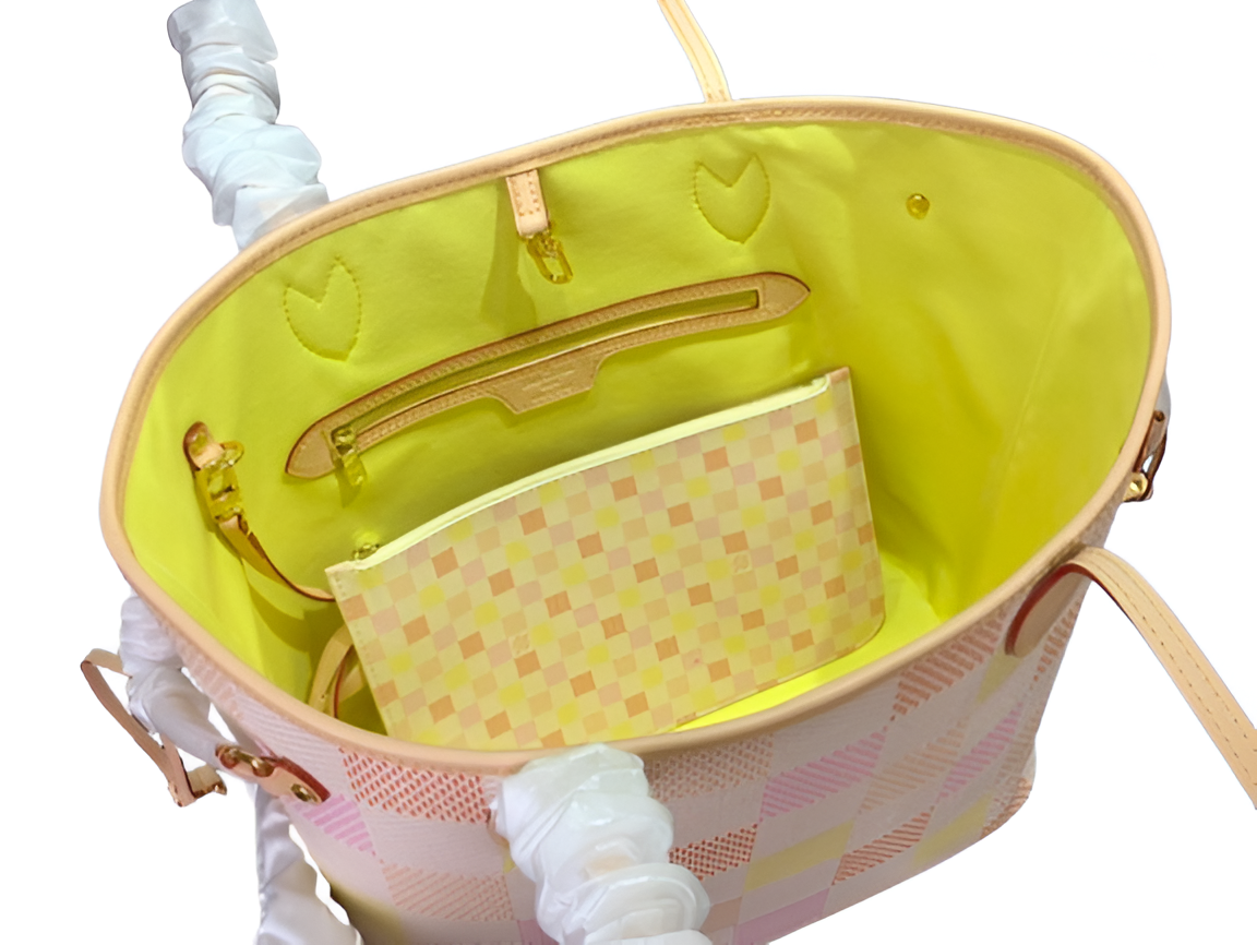 Louis Vuitton-inspired pastel checkerboard tote