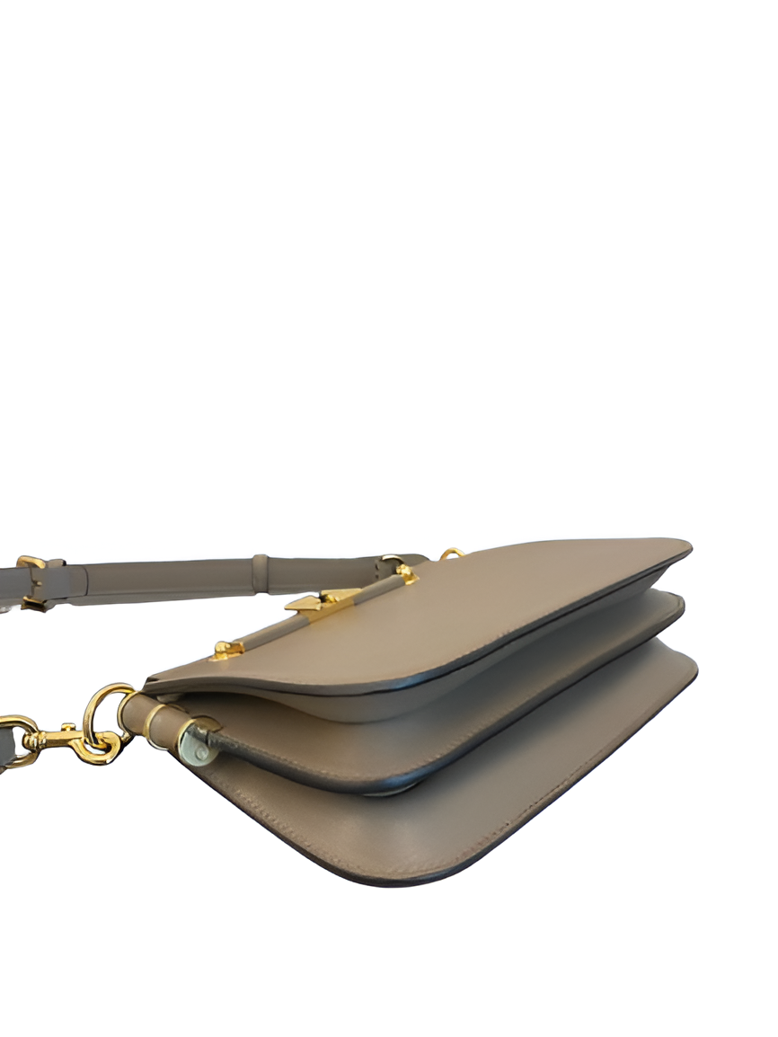 Fendi Grey Crossbody Bag with Gold Logo
