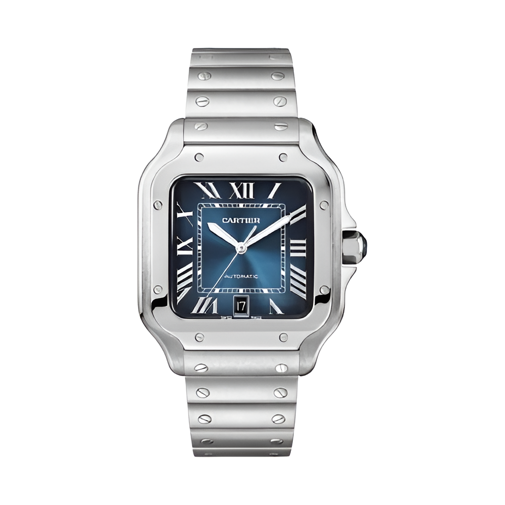 Cartier Santos de Cartier Blue Dial Stainless Steel Watch