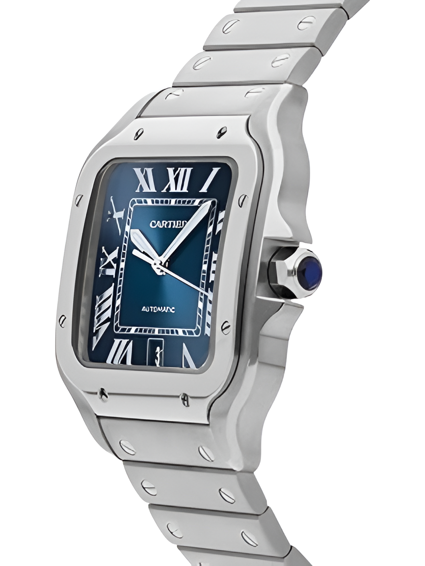 Cartier Santos de Cartier Blue Dial Stainless Steel Watch