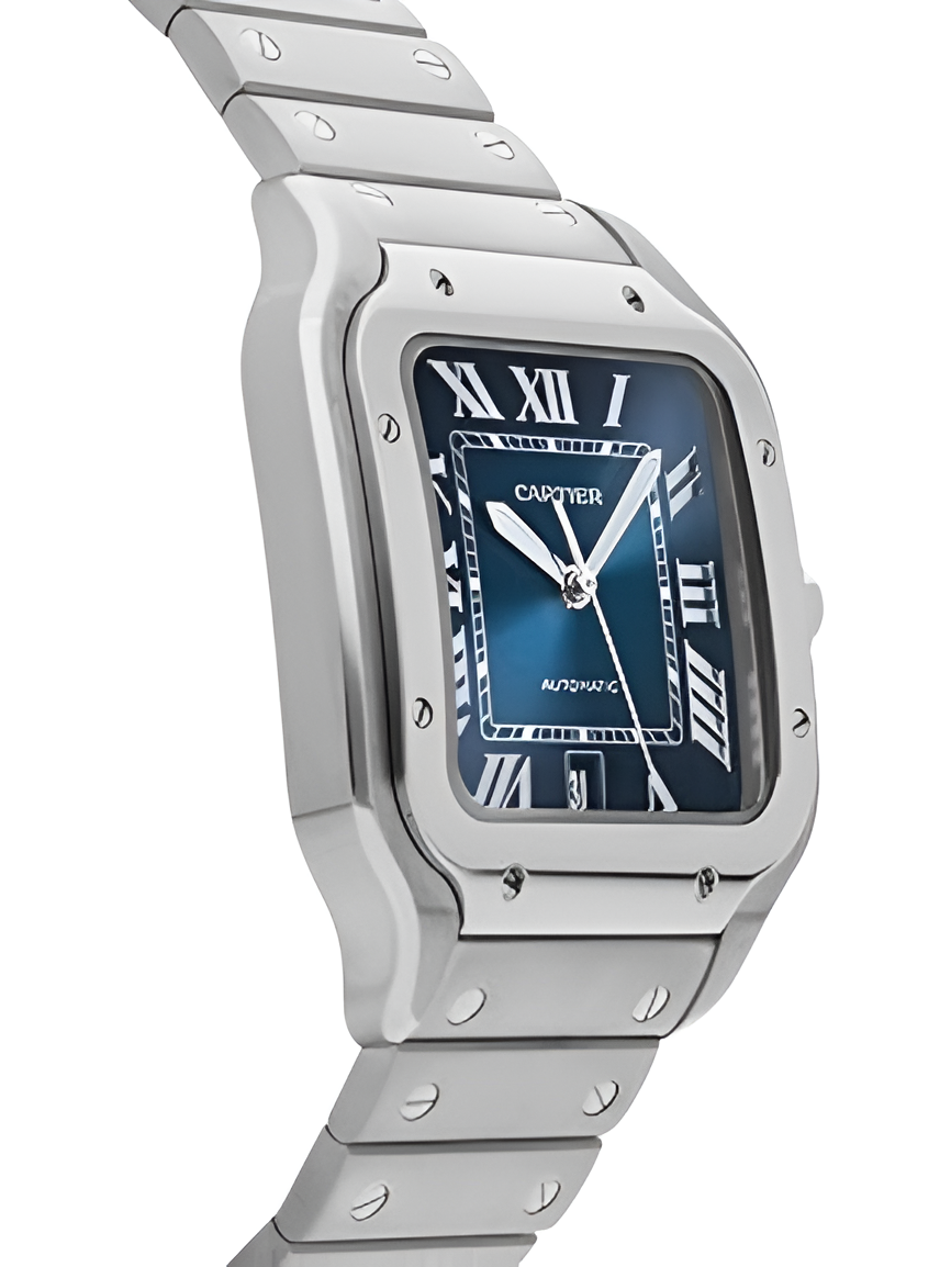Cartier Santos de Cartier Blue Dial Stainless Steel Watch