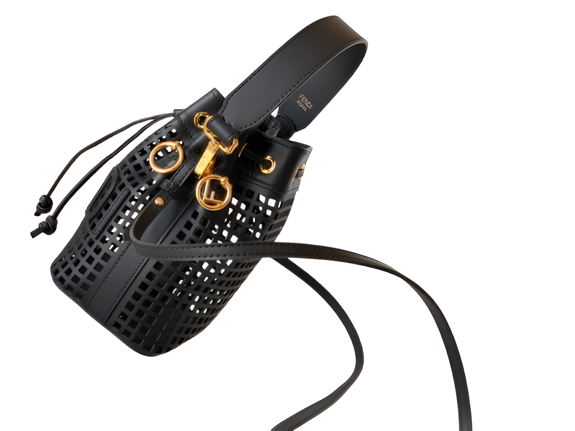 Fendi Black Perforated Leather Bucket Bag