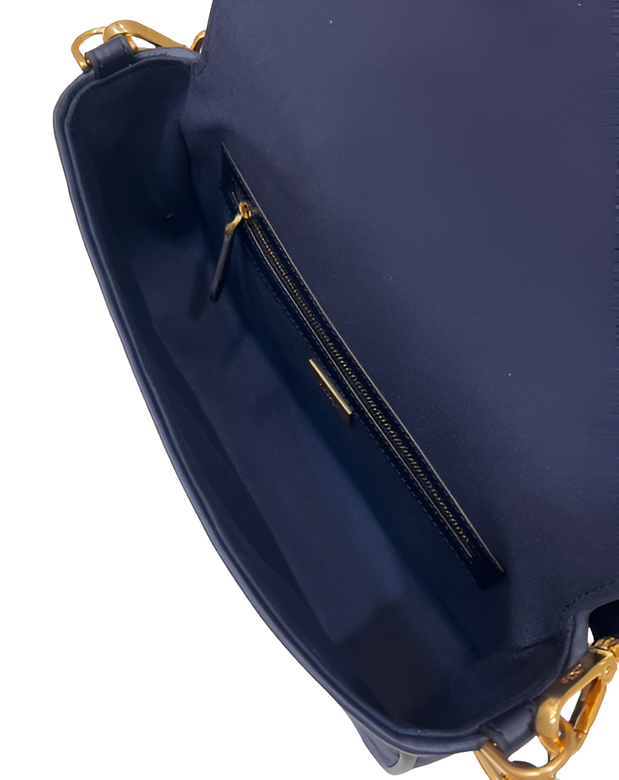 Fendi Navy Embossed Baguette Bag