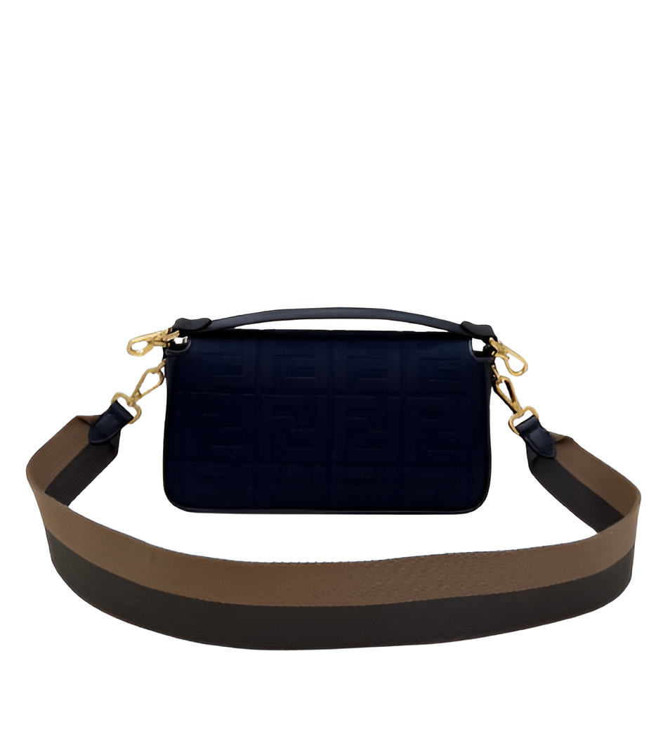 Fendi Navy Embossed Baguette Bag