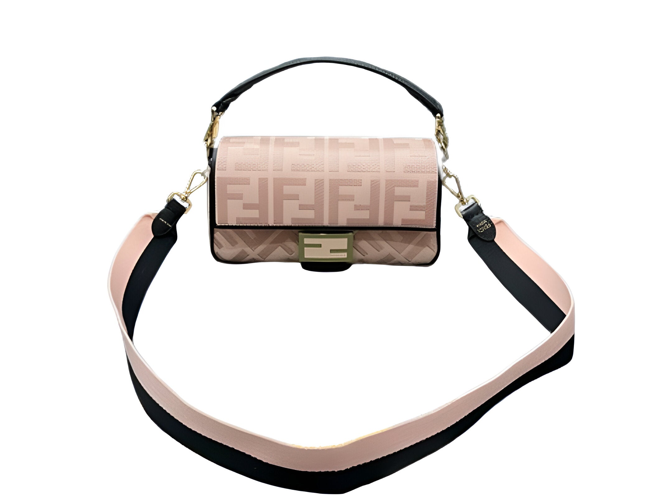 Fendi Pink Embossed Baguette Bag