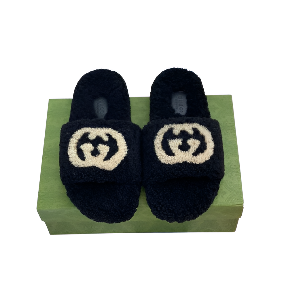 Gucci  Black Terry Slide Sandals