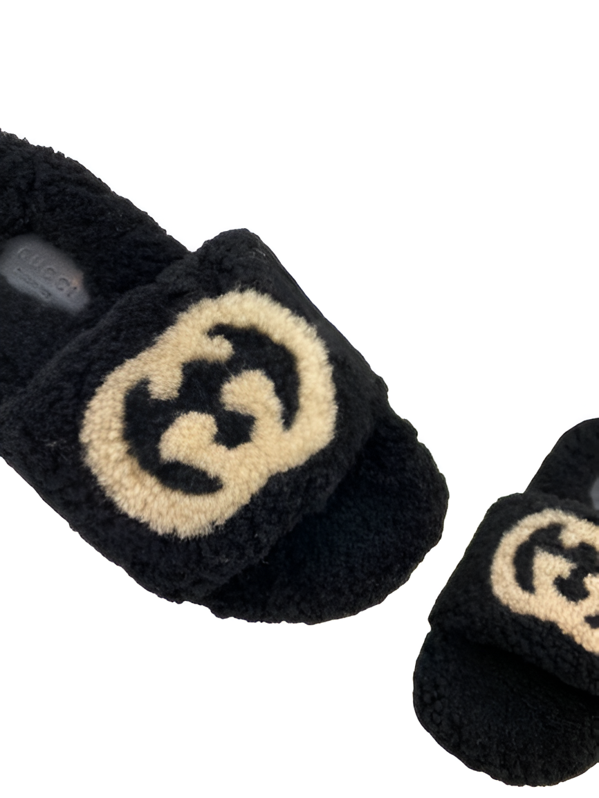 Gucci  Black Terry Slide Sandals