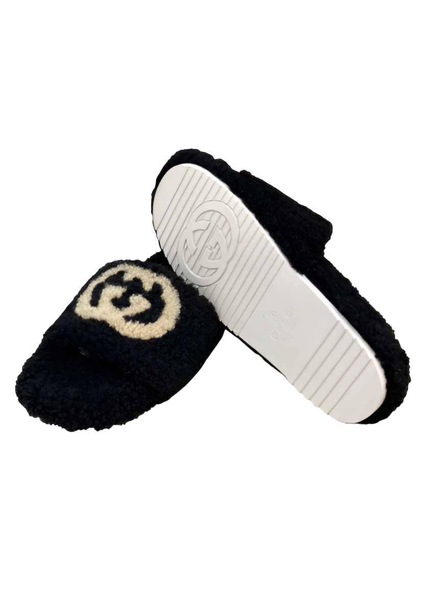 Gucci  Black Terry Slide Sandals