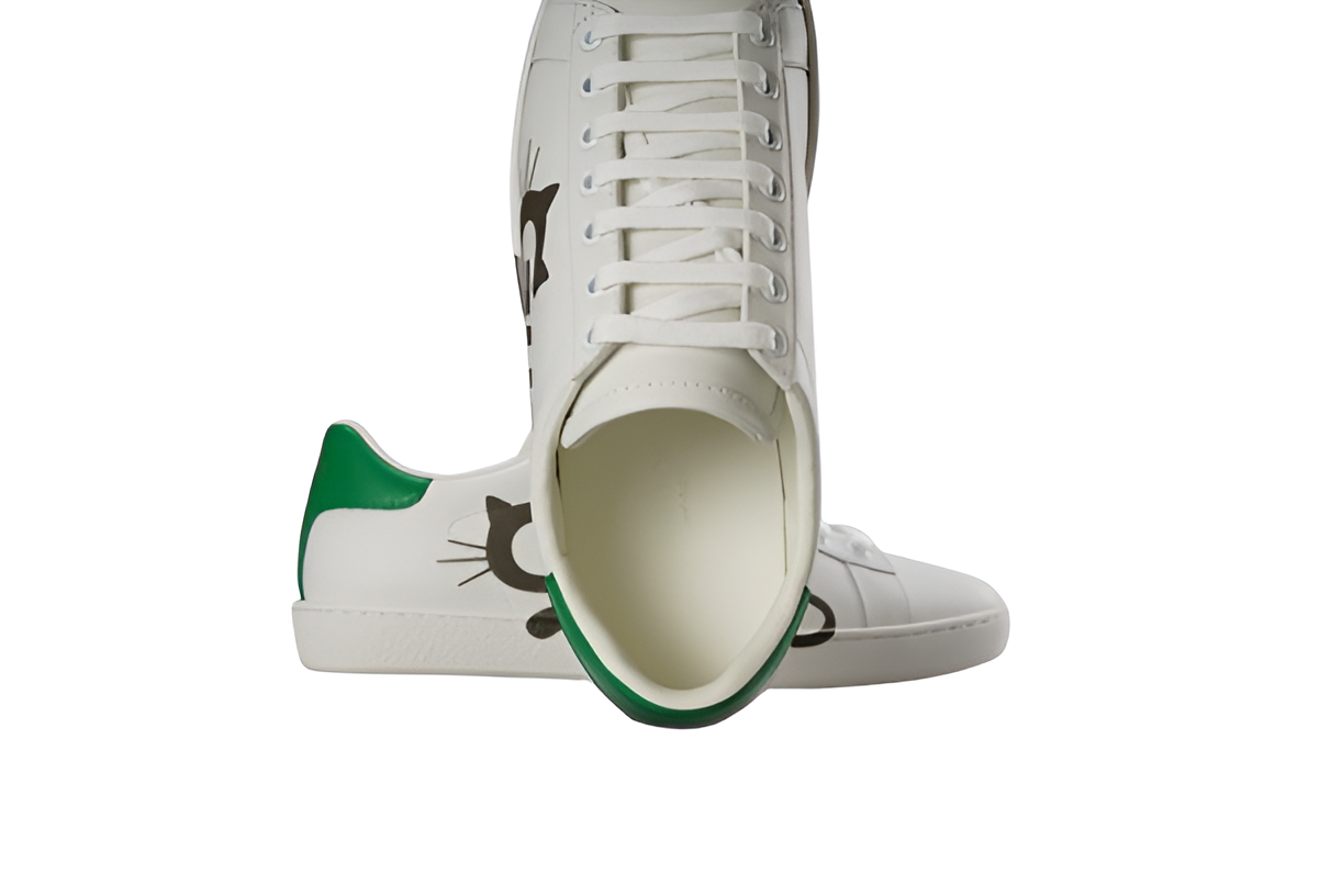 Gucci  White Cat-Print Sneakers