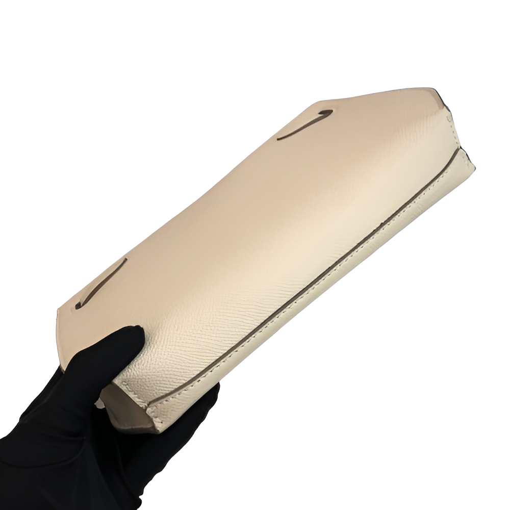 Hermes Ivory Leather Clutch with Wrist Strap