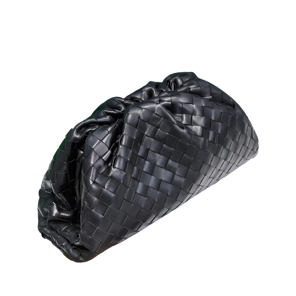 Bottega Black Woven Leather Clutch