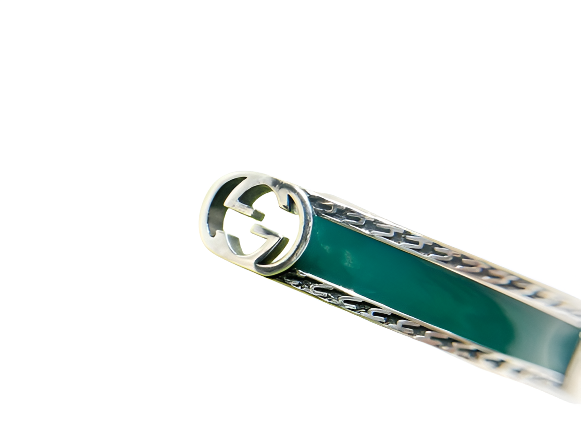 GUCCI Green Enamel Cuff Bracelet