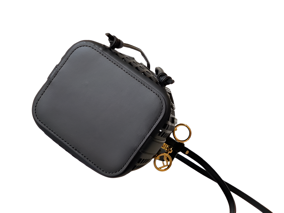 Fendi Black Perforated Leather Bucket Bag