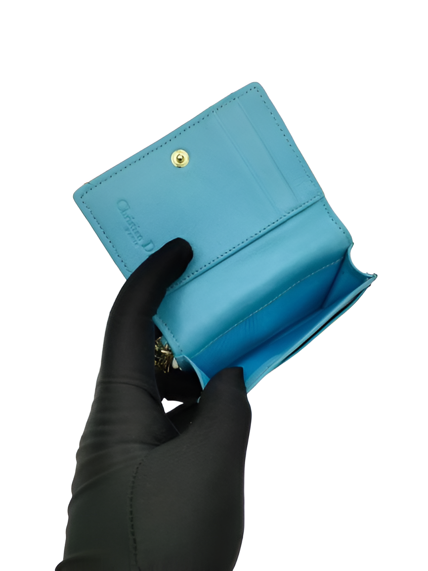 Dior Blue Quilted Leather Wallet