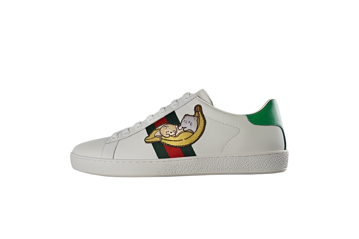 Gucci  White Knight-Print Sneakers