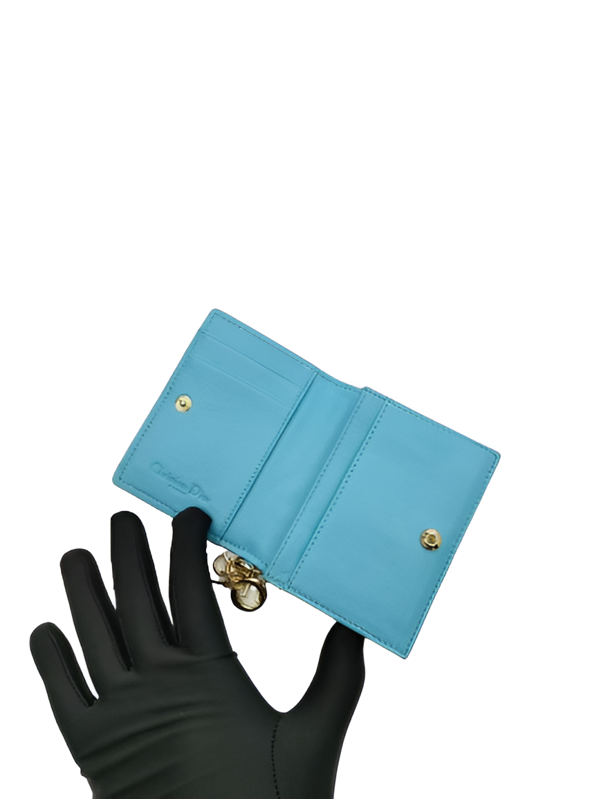 Dior Blue Quilted Leather Wallet