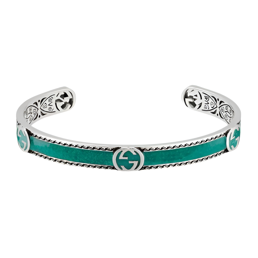 GUCCI Green Enamel Cuff Bracelet