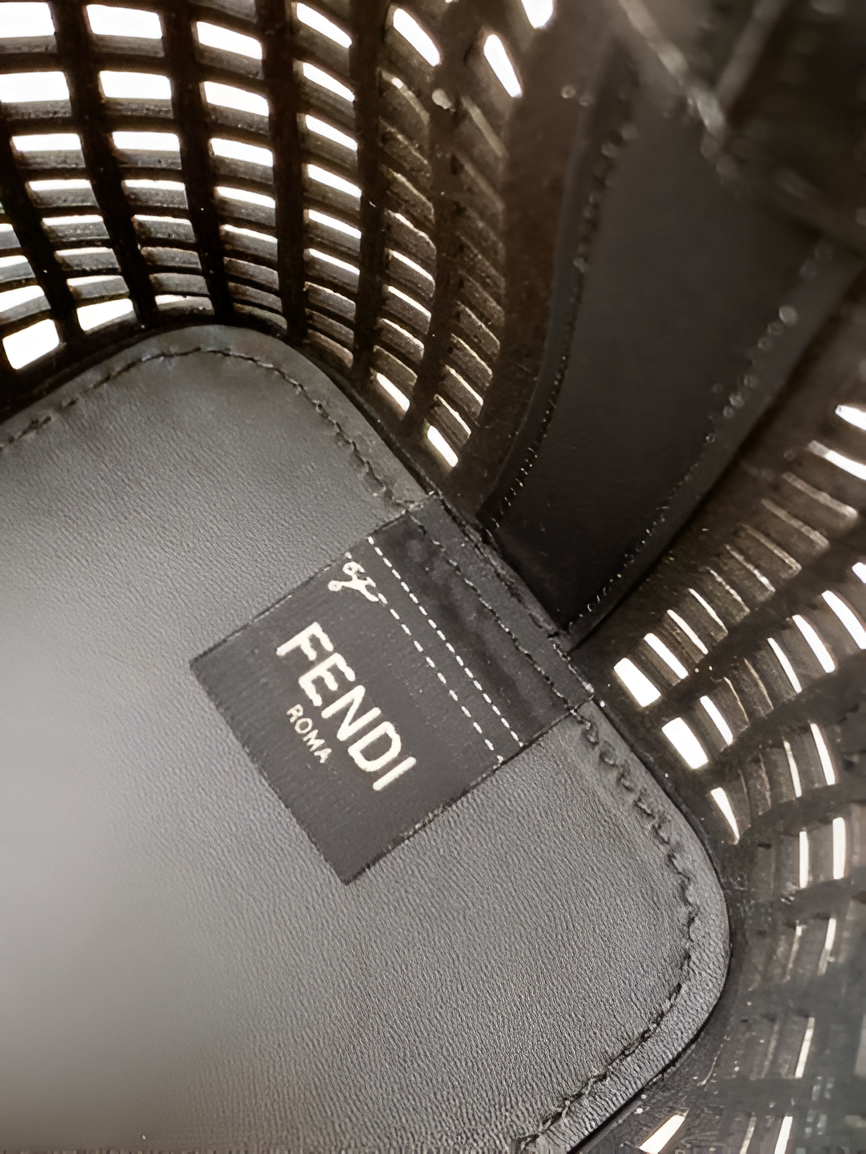 Fendi Black Perforated Leather Bucket Bag