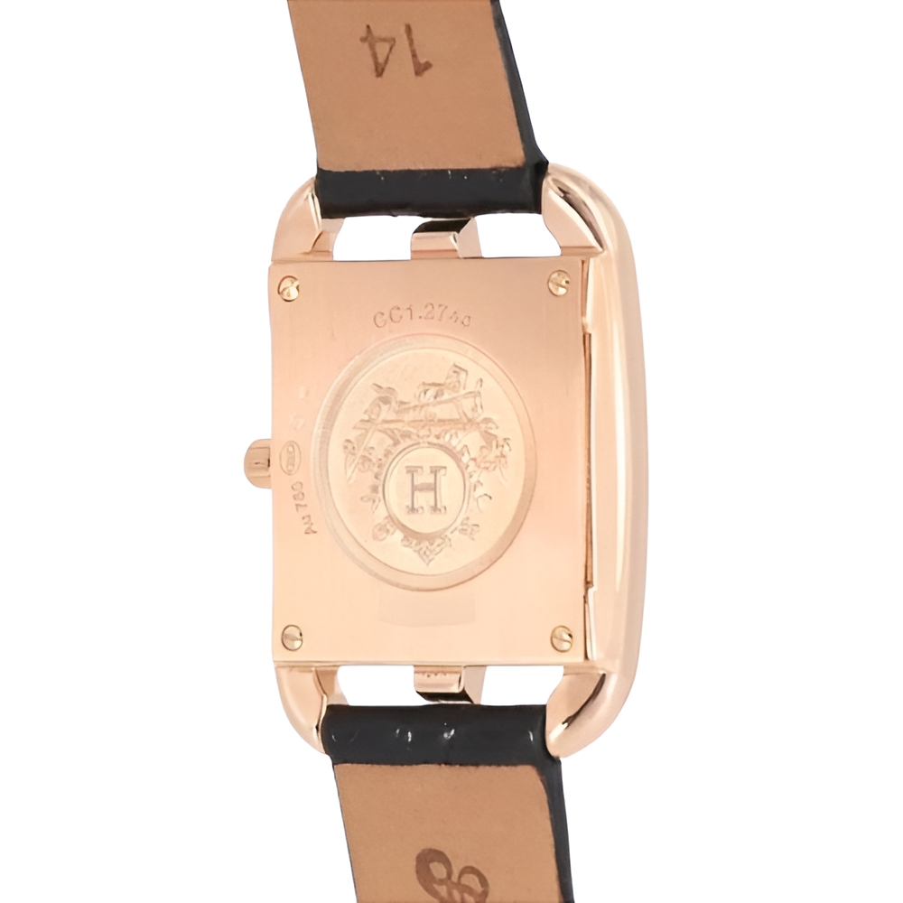 HERMÈS Black Croc-Embossed Watch