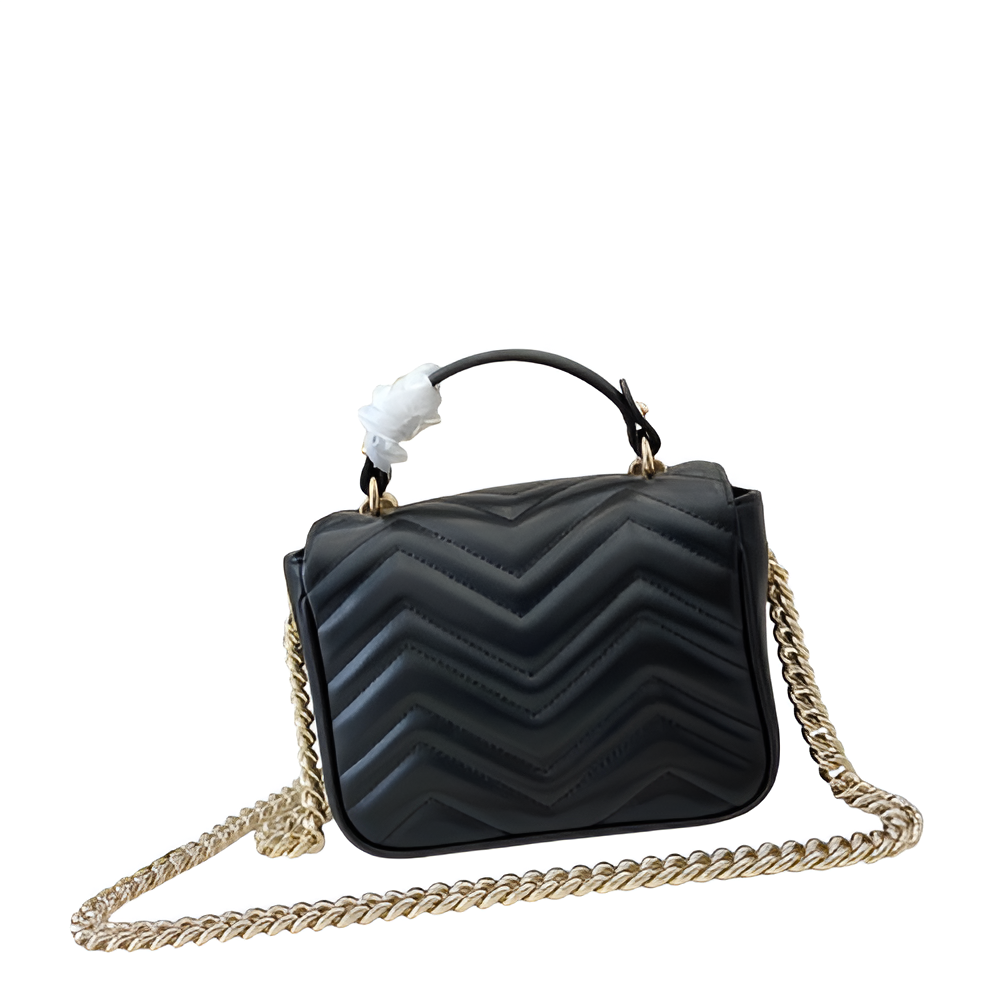 Gucci-inspired black quilted shoulder bag