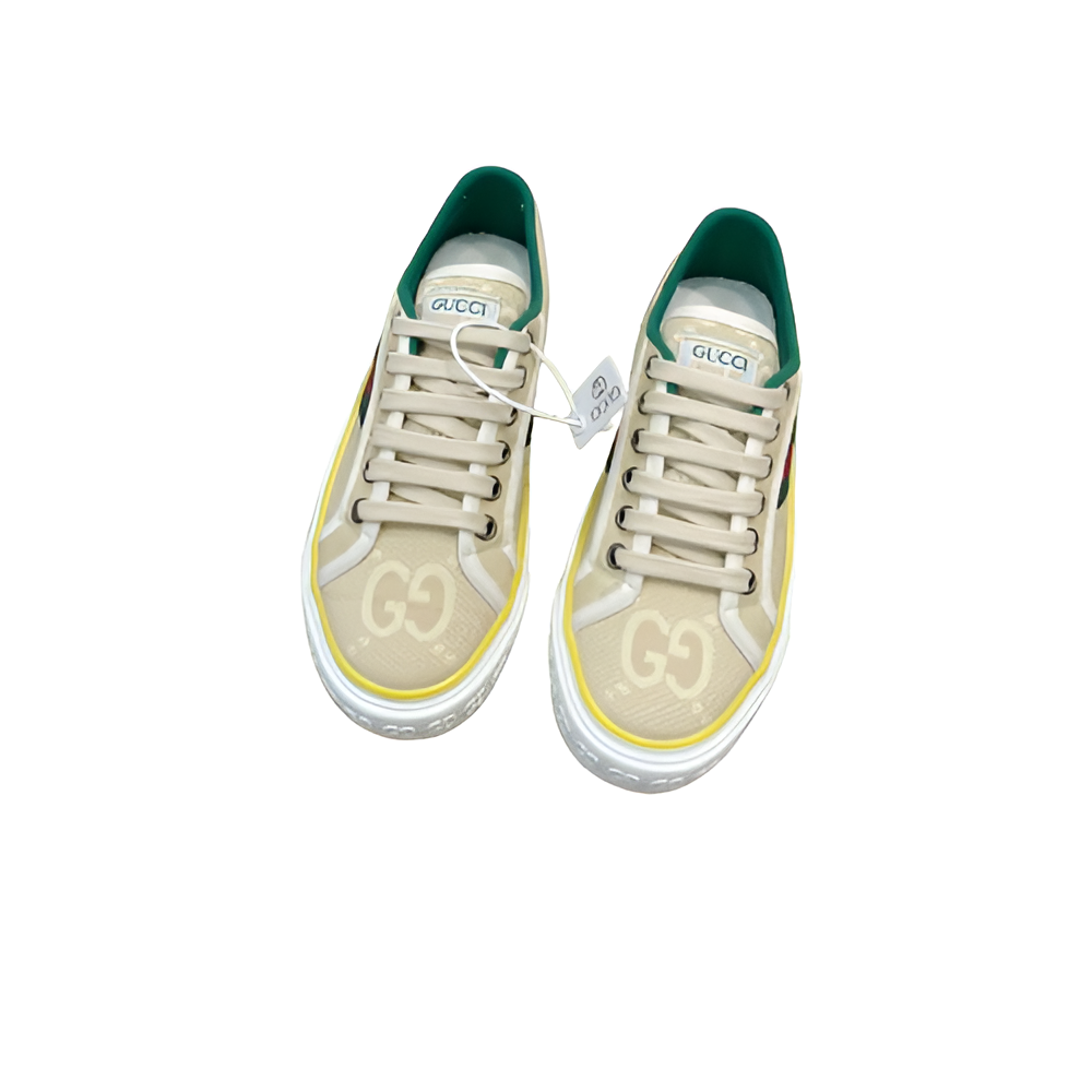 GUCCI Men's Beige and Yellow Sneakers with GG Logo