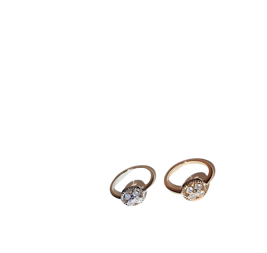 LV Blossom Crystal Ring Set - Rose Gold & Silver
