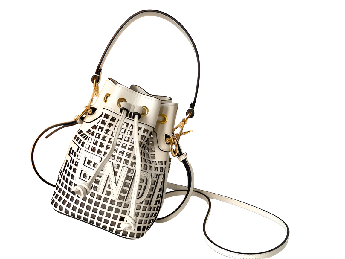 Fendi White Perforated Leather Bucket Bag
