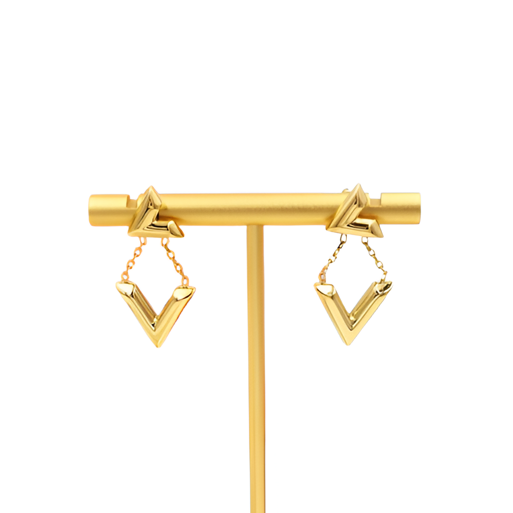 LV V-Shaped Drop Earrings - Gold