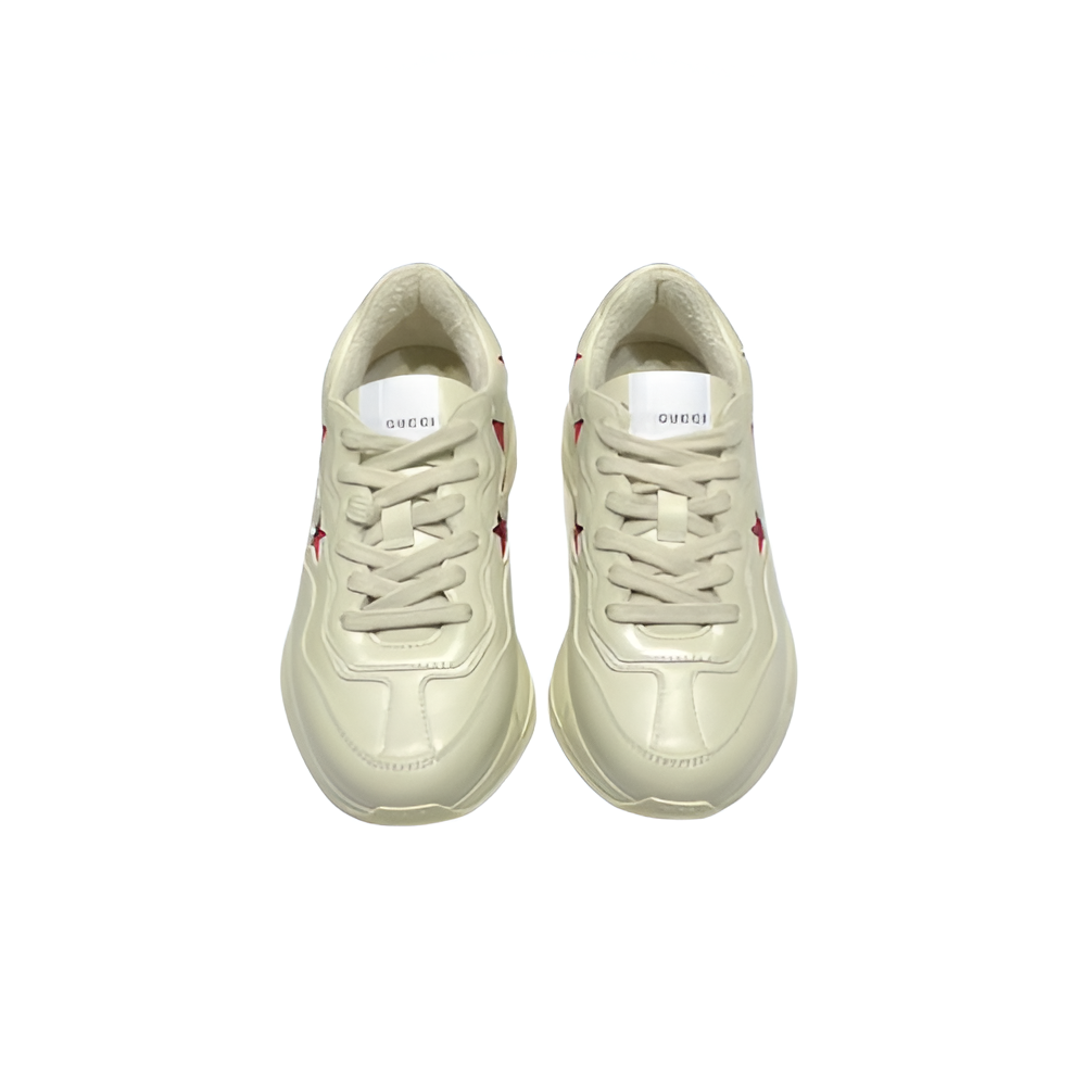 Gucci  Beige Leather Sneakers with Red Stars