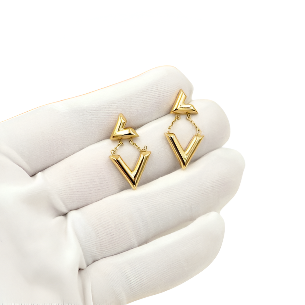 LV V-Shaped Drop Earrings - Gold