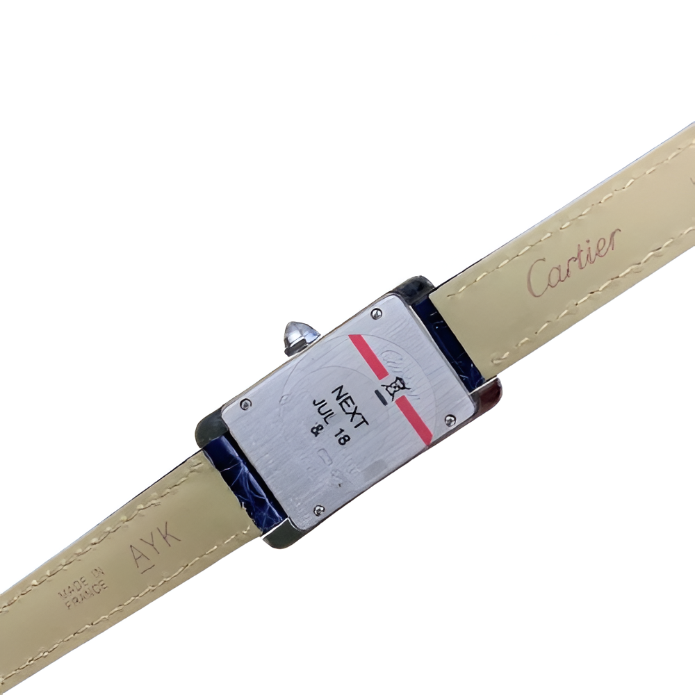 Cartier Tank Américaine Diamond Bezel with Blue Leather Strap