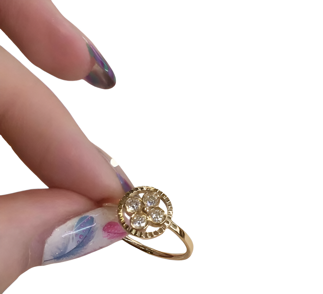 LV Blossom Crystal Ring Set - Rose Gold & Silver
