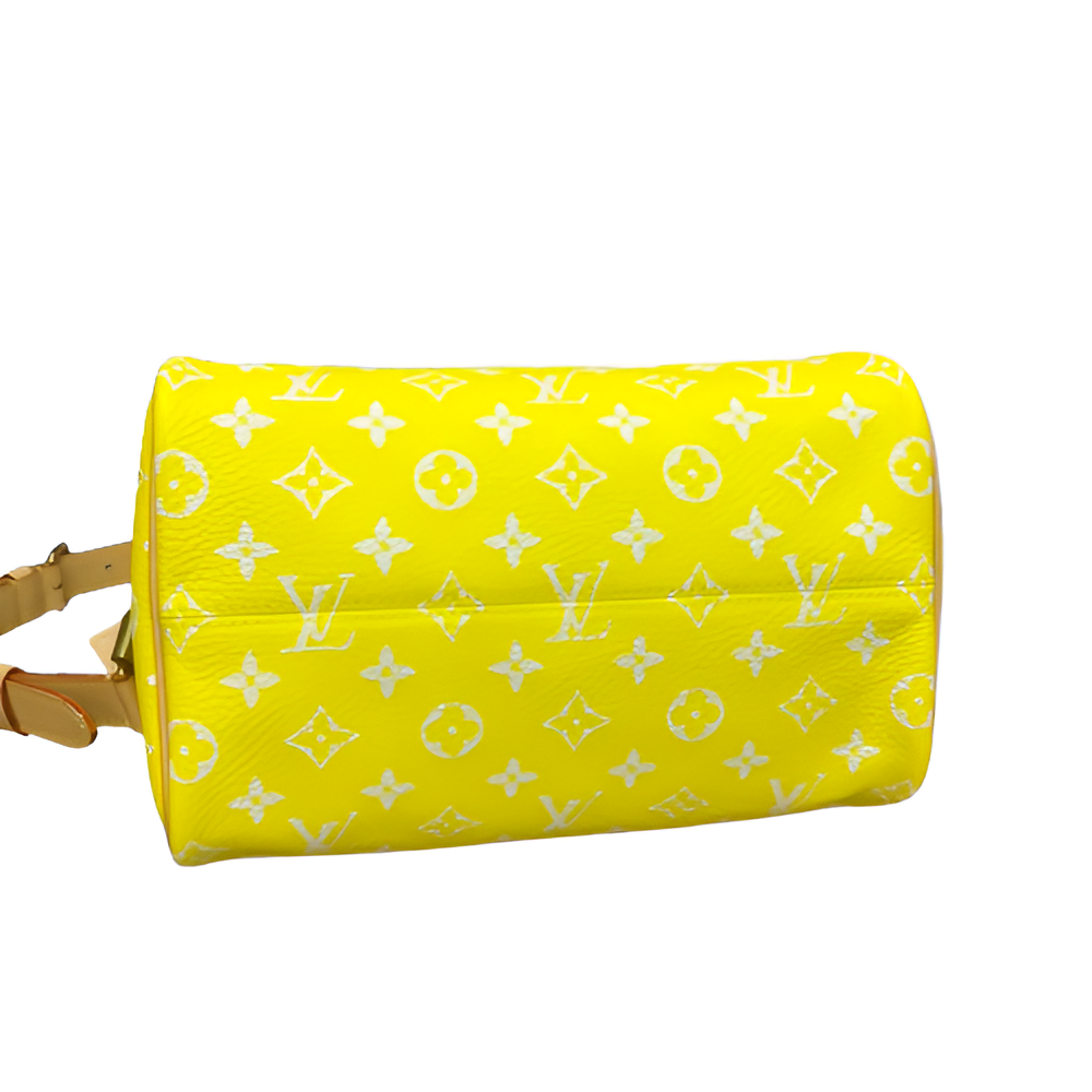Louis Vuitton-inspired handbag in a vibrant yellow